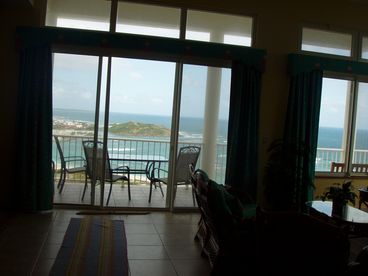 photo taken from the kitchen which looks over to the Great Room.   Huge panoramic views from every room