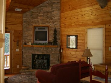 Plenty of comfort features inside with satellite tv, stone fire place etc.