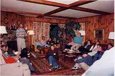 Living room in use by executive retreat.