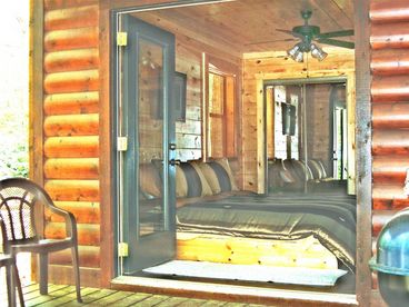 Downstairs Master bedroom(King Size bed)  looking from back covered deck through French doors