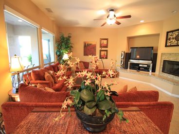 The  living room sofa converts to a Queen Bed.