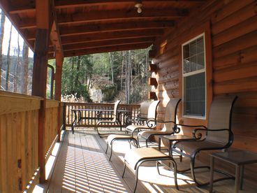 Large Front Porch at Big Rock Log Cabin
