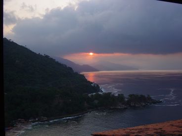 sunset view from living room