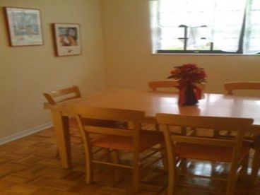 Seats six or more in the dining room.