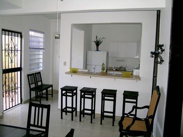 Kitchen and bar.