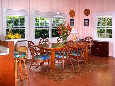 The dining area with complimentary fresh organic fruit.