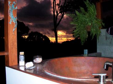 Copper outdoor soaking tub