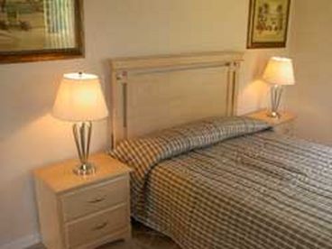 Bedroom 2:  Master bedroom with Queen bed, large walk-in closet, private bath.  TV with digital satellite
