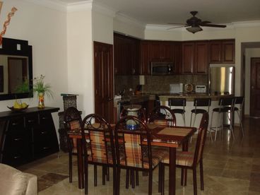 kitchen and dining area