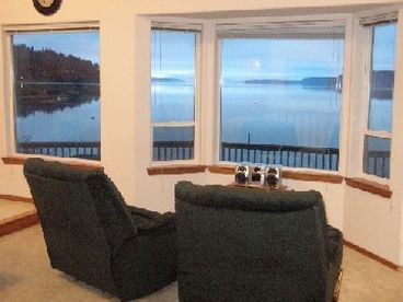 Two comfy chairs for enjoying coffee in the morning.