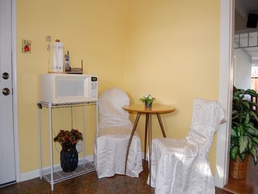 Enjoy a snack in the cheery kitchen nook!