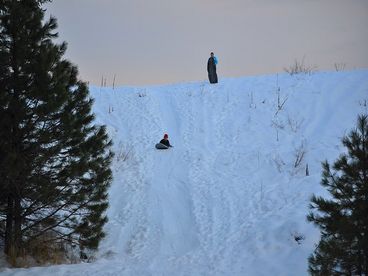 Sledding hill directly across the street from the cabin.  