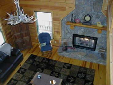 View to family room from loft area