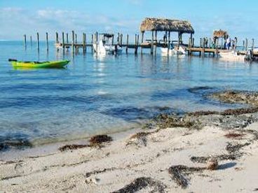 Small beach and docks to watch the sunset