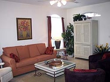 Spacious and open living room.  Sleeper sofa and sleeper chair