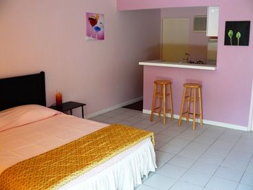 Colorful decorated purple studio