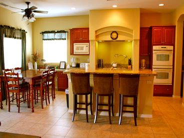 Gourmet Kitchen is fully equipped with all appliances, granite counters.