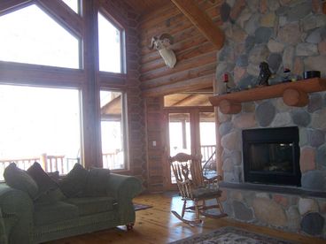 Living Room w/Fireplace and pine floors