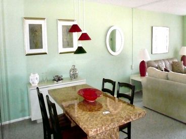 A view of our living room and dining area