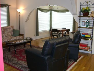 South Facing Living Room with extra dining or game table.