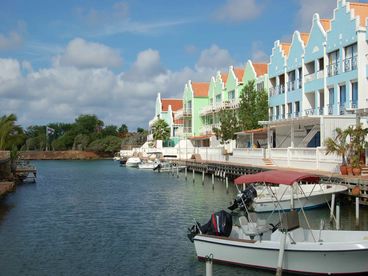 Caribbean Court Bonaire - bayside view - your apartment is in the blue building