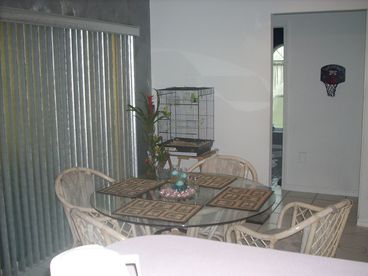 Eat at bar area and/or sit together at the dining table.