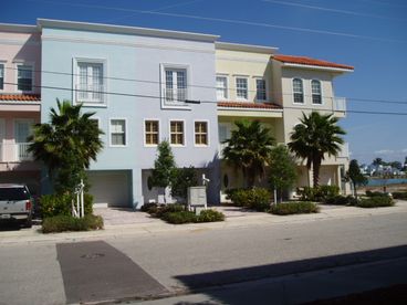 Front view of townhouse.