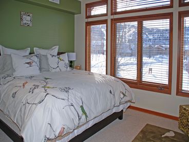 1st Master - King Pillow top with custom bedding and linens. Full size bath with jacuzzi tub. 