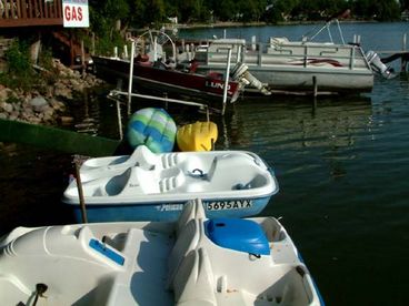 pedal boats, kayaks, and a canoe. Free for guests.
