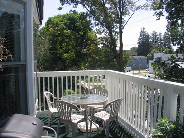 Upper private patio with barbeque\'s and a beautiful view of Collingwood and Georgian bay!