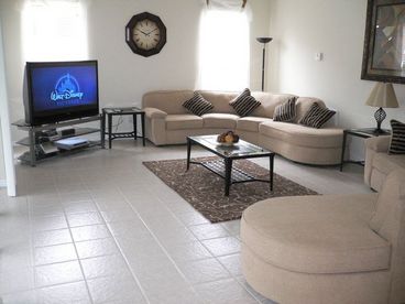 The Family room has two large section sofas with enough room to seat everyone,  a large 57in TV, DVD and Tivo.