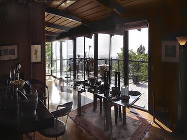 Looking through the dining room to the deck