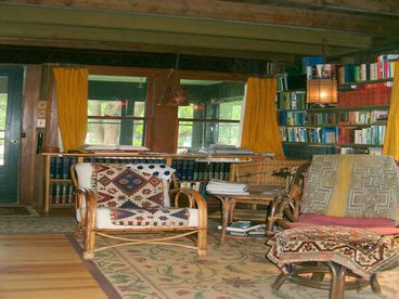 Living Room, looking south towards porch
Original heart-of-pine floors