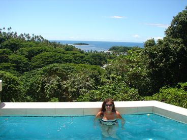 Owner in the pool.