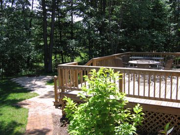 Backyard deck and fire pit