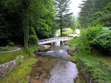 This photo was taken standing on the front deck. The creek rushes underneath and the bridge is a great place to fish!