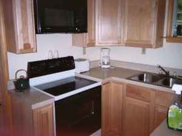 Kitchen is newly remodeled and great for cooking! Kitchen comes equipped with basic utensils for your everyday cooking needs.