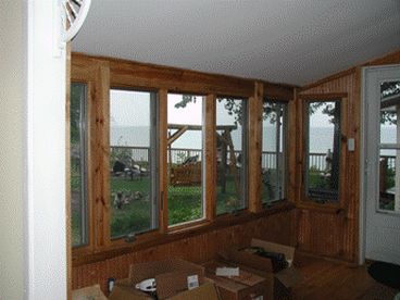 Sun room to lake view in Cabin #2 - Birch.