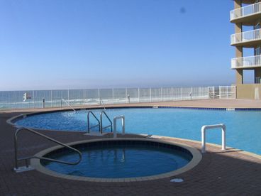 One of the pools and hot tub.