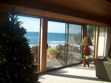 House window view at Christmas