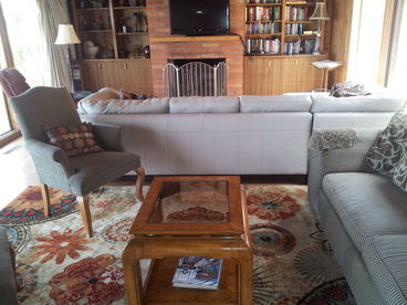 Here is the queen sofa sleeper and the second seating area in the living room. Both face the oceanfront views of the waves!