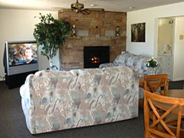 Great room in front suite, complete with HUGE television, as well as dvd and video.
