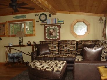 living room with new furniture. Up-north motif.