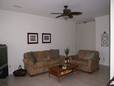 New micro-fiber sofa and loveseat ~ sofa coverts to queen-size sleeper.