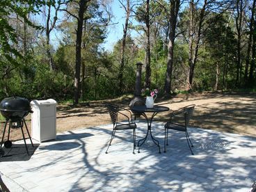 Side patio with grill and chiminea