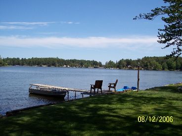 Private dock, row boat, paddleboat, picnic table, firepit, and lawn furniture are all included with rental.