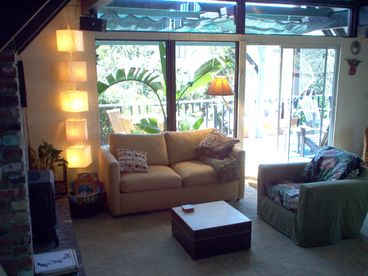 Living Room facing front deck