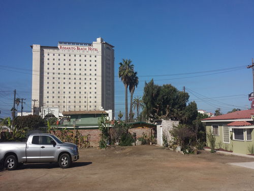 Large enclosed compound with ample parking, one block from Rosarito\'s main strip