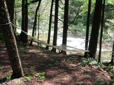 Just a few steps to your own private river frontage.  Great trout fishing, and holes deep enough to swim in.  Popular tubing river, and short walk to Pisgah National Forest.