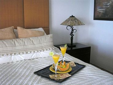 After a luxurious slumber under a Mexican antique cotton comforter, make a few steps to your walk in shower to start your day.